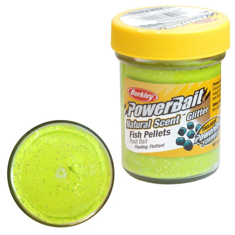 Berkley PowerBait Natural Glitter Trout Bait Fish Pellets Chartreuse
