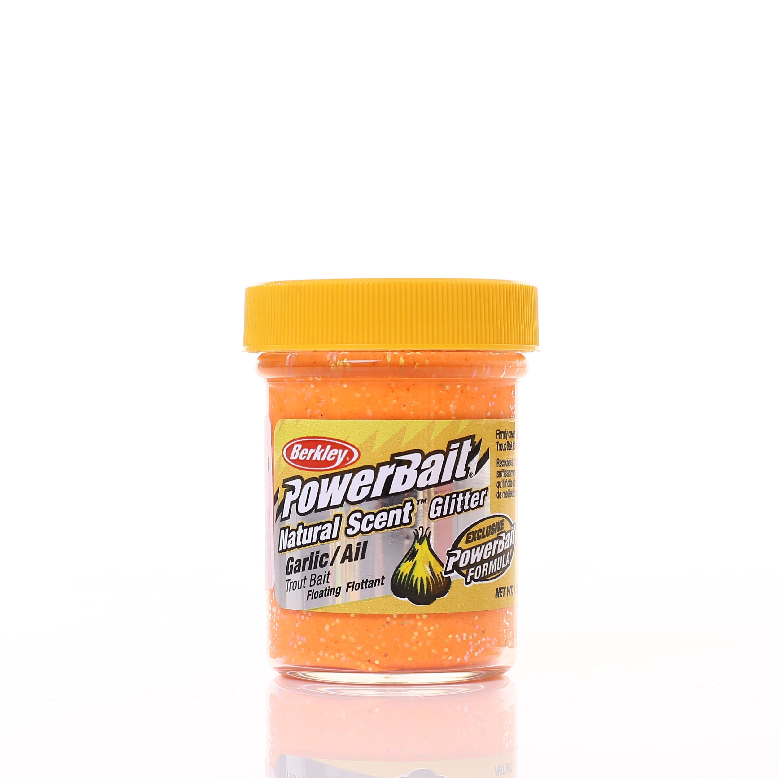 Berkley PowerBait Natural Glitter Trout Bait Garlic Fluorescent Orange