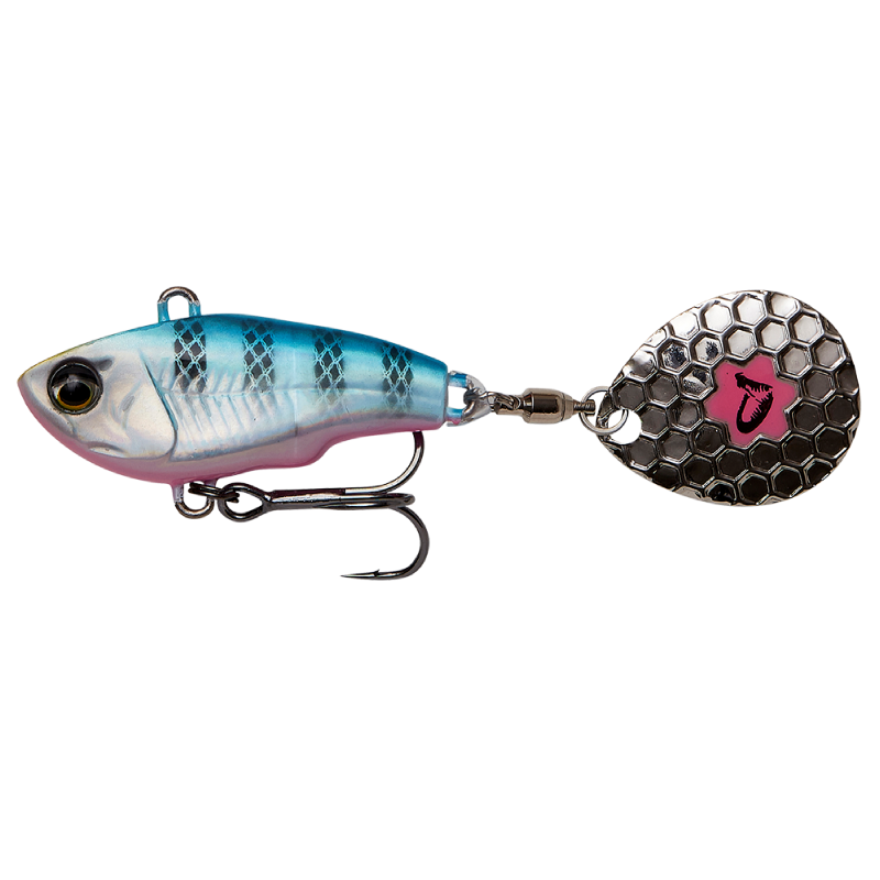 Savage Gear Fat Tail Spin 8cm 24g Sinking Blue Silver Pink