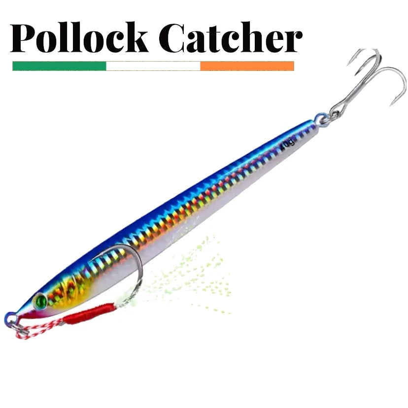 Blue Metal Jig Lure 40g "Pollock Catcher" - Emerald Ripple