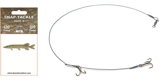 Dennett Snap Tackle Pike Trace with Barbed Treble Hooks - Emerald Ripple