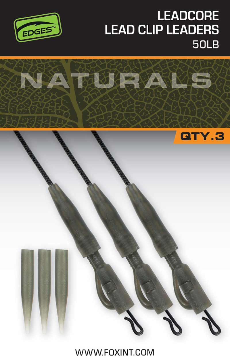 Fox Edges Naturals Leadcore PG Lead Clip Leaders 50lb