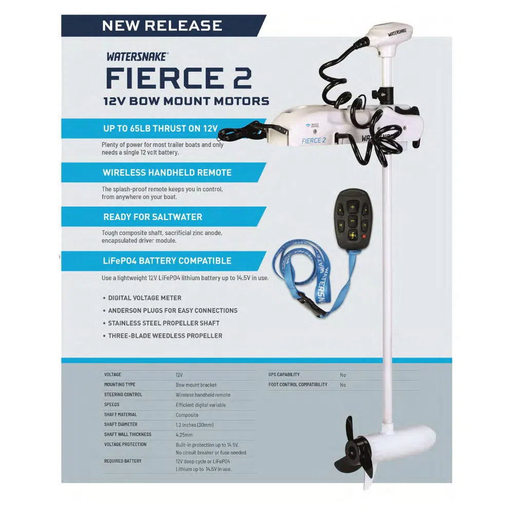 Watersnake Remote Bowmount Fierce II 65lb 12v (JW55277)