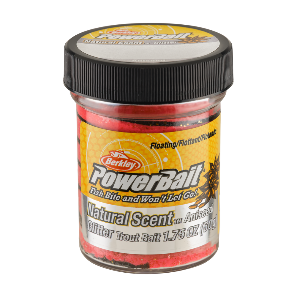 Berkley PowerBait Natural Glitter Floating Trout Bait Aniseed Black Fluo Red