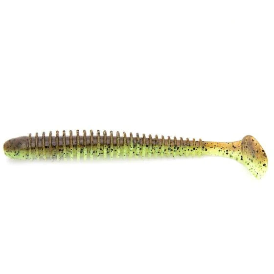 Soft lure Keitech Swing Impact Green Pumpkin Chartreuse # 401T /2"/2.5"/3"/3.5"/4"/4.5" - Emerald Ripple