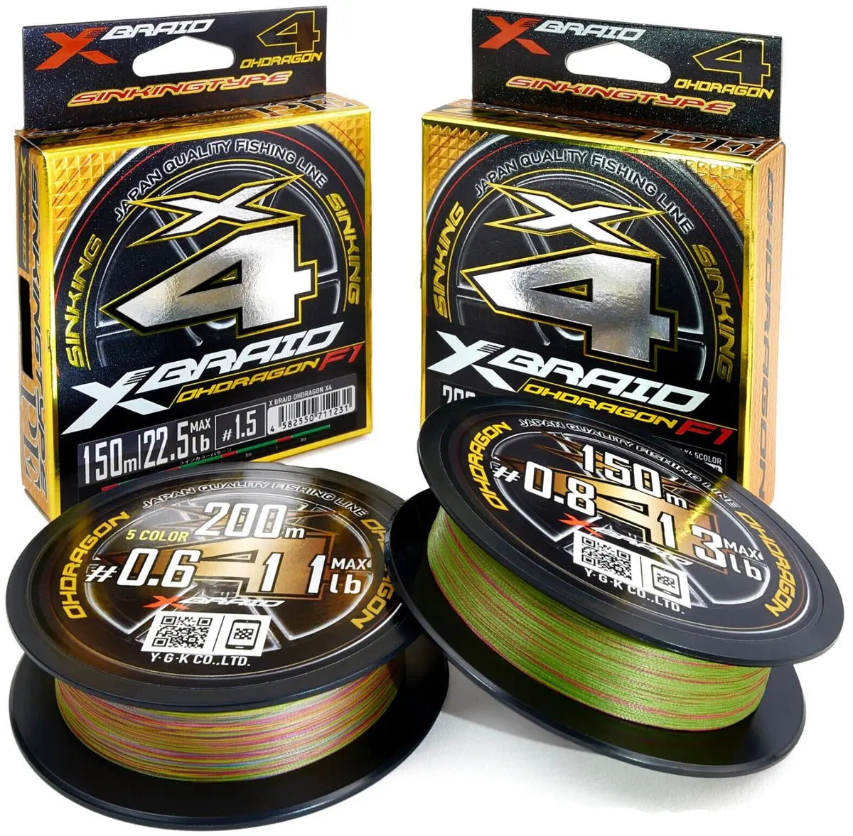 Braided Line YGK Ohdragon X4 Sinking (green/red)