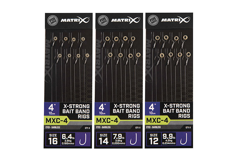 Matrix MXC-4 XStrong Bait Band Rigs Barbless 10cm/4ins