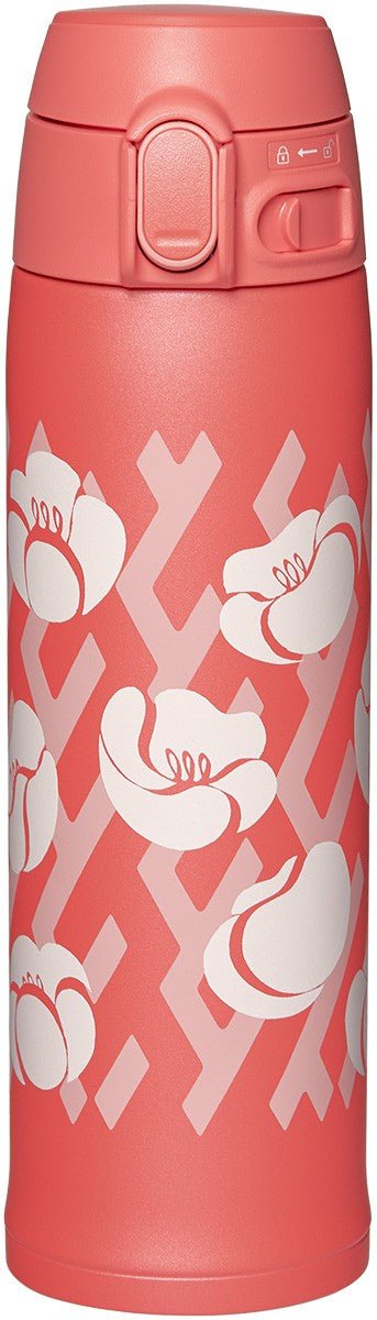 Zojirushi SM-TAE48 red stainless steel travel mug with Ichimatsu Moyo checkered design, 480 ml