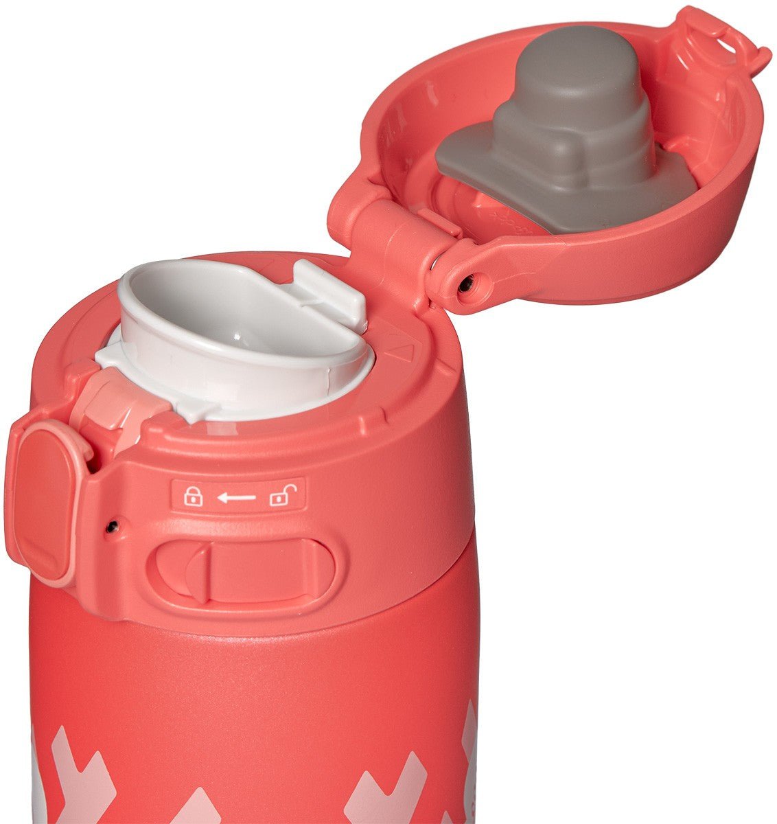 Zojirushi SM-TAE48 red thermos mug with flip-top lid and wide mouth opening