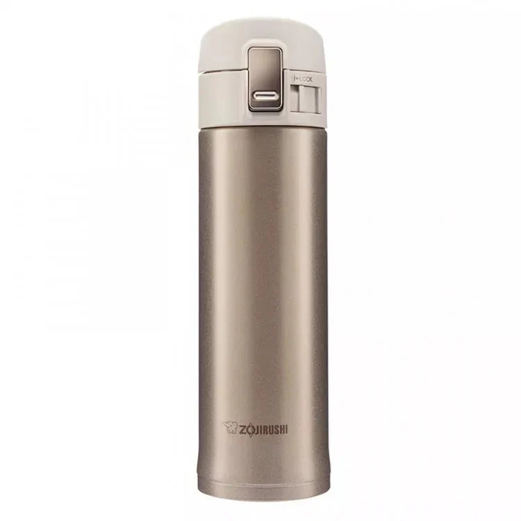 Zojirushi SM-KHE48 gold stainless steel insulated travel mug front view