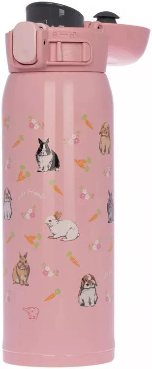 Side view of Zojirushi SM-WH48PZ 480ml pink floral insulated mug, slim and portable design for tea or coffee in Ireland