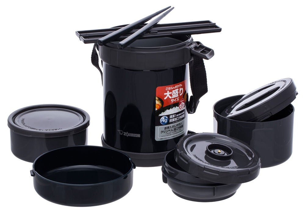 Zojirushi SL-GH Black 1.8L thermal lunch jar set with removable food containers, ideal for office or school in Ireland