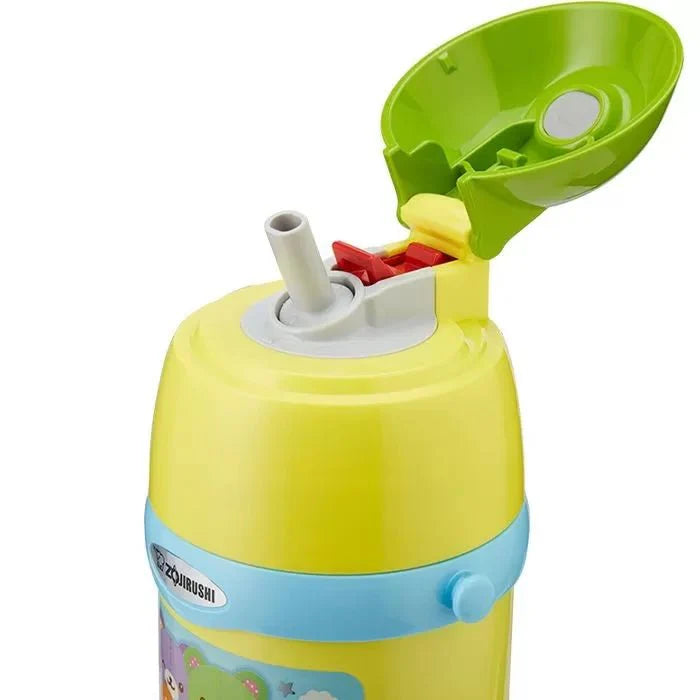 Zojirushi SC-ZT Kids Thermos Bottle yellow open lid with straw for kids
