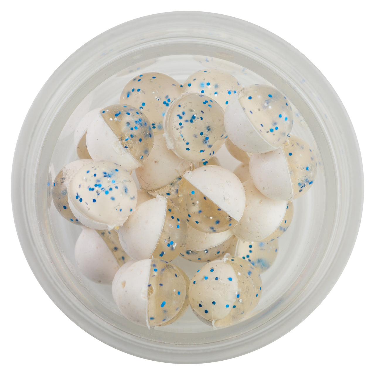 Berkley PowerBait Power Eggs Floating Garlic Clear Silver Blue-Fl. White