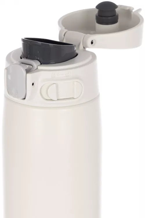Durable Zojirushi SM-VA72 stainless steel insulated mug in white, available in 600ml and 720ml, lightweight travel flask