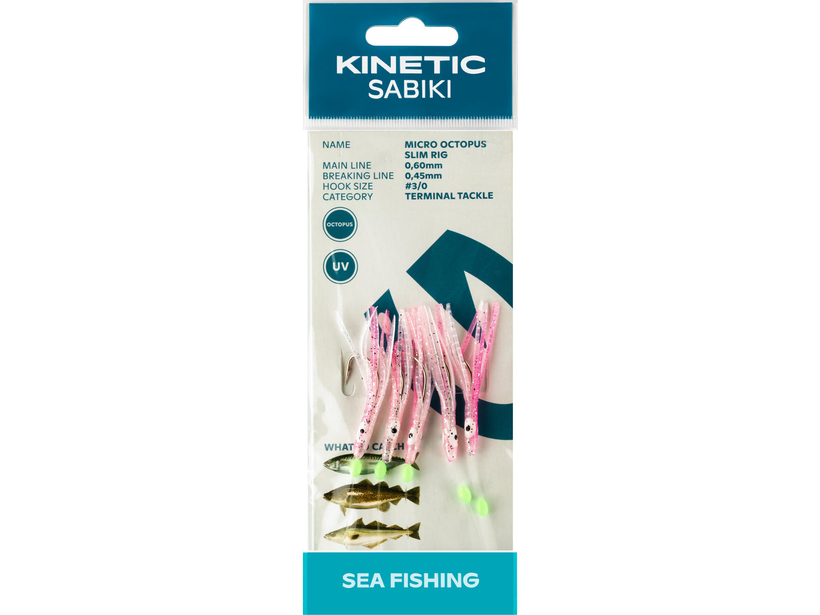 Kinetic Sabiki Micro Octopus Slim Glow UV #3/0