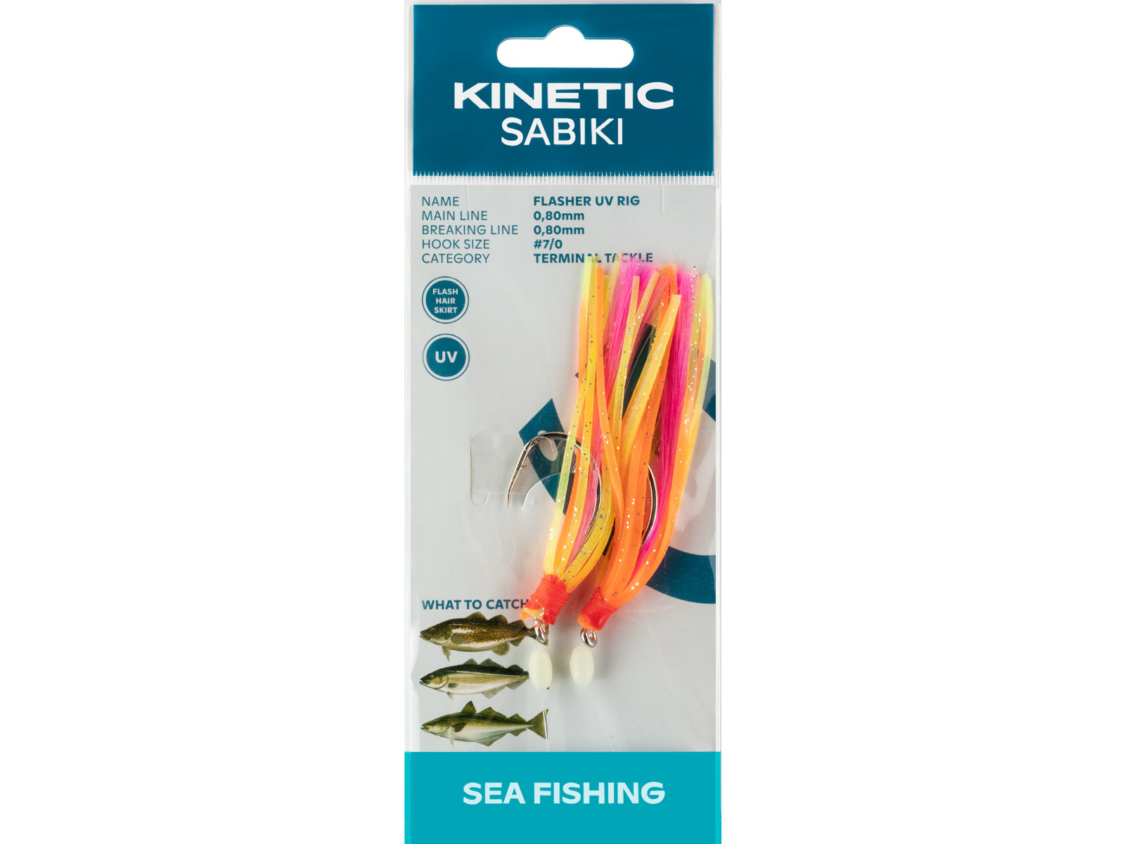 Kinetic Sabiki Flasher Orange/Yellow/Pink #7/0