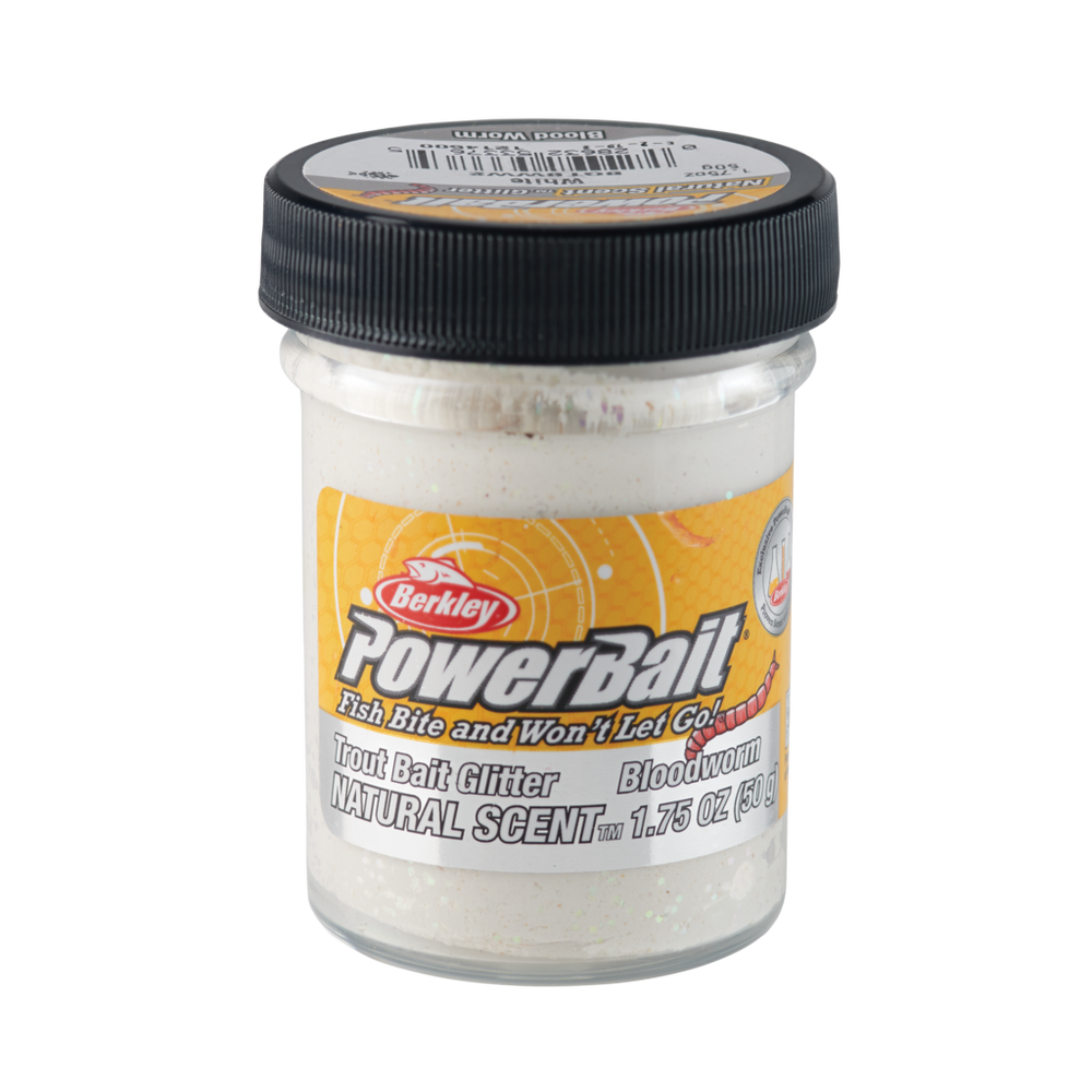 Berkley PowerBait Natural Glitter Trout Bait Bloodworm White