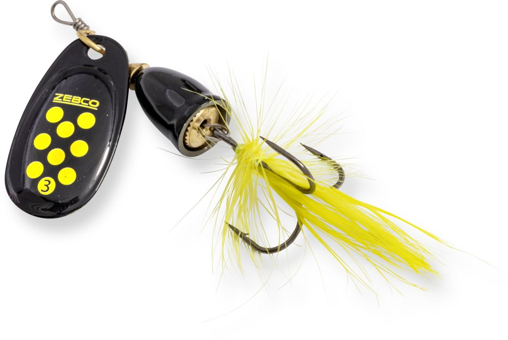 Zebco Trophy Z-Vibe & Fly Size #3 Black Yellow Dots 8g