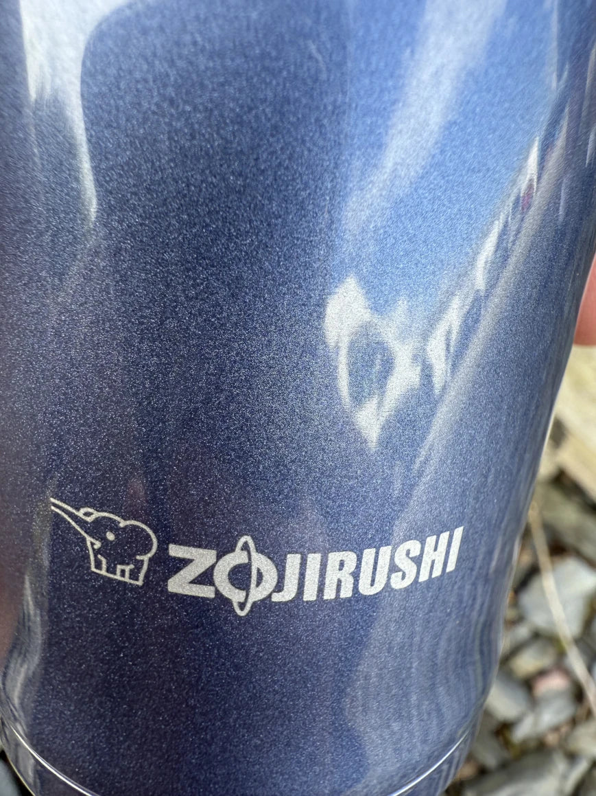 Durable stainless steel body of Zojirushi insulated mug in blue, BPA-free, available in Ireland