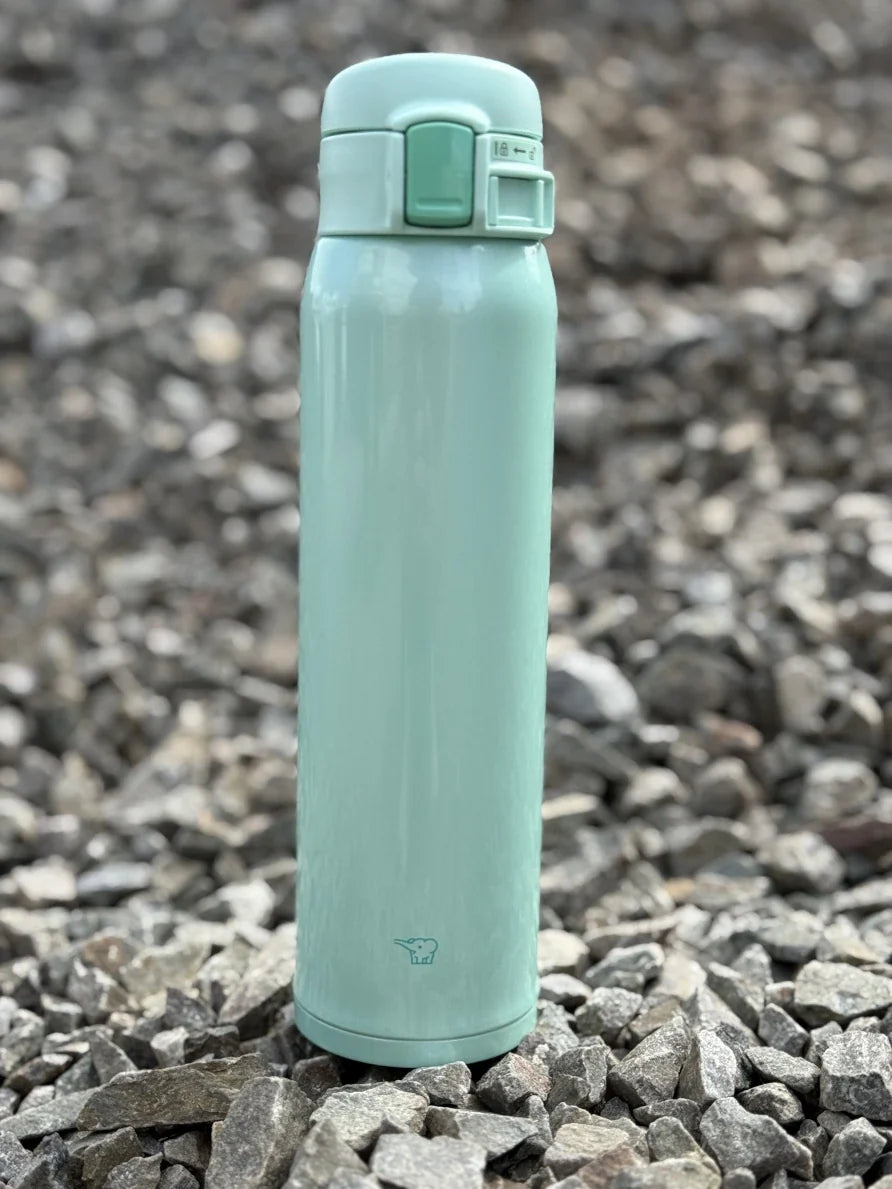 Zojirushi SM-SR60 Mint Travel Mug – 360 ml (12.15 oz) up to 600 ml (20.30 oz) stainless steel insulated bottle with flip-top lid, BPA-free reusable design.