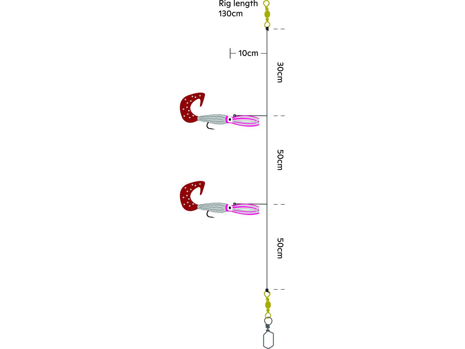 Kinetic Sabiki Loaded Shadtail Skirt UV 3/0