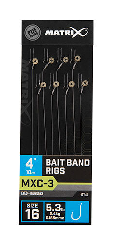Matrix MXC-3 Bait Band Rigs Barbless 10cm/4ins