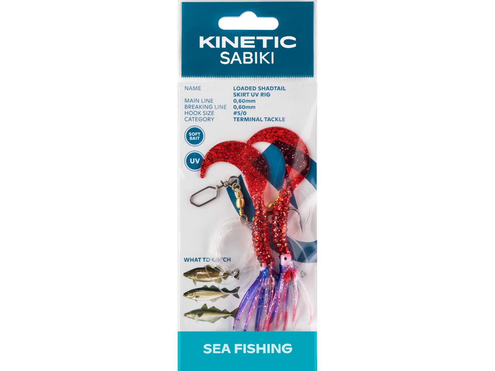 Kinetic Sabiki Loaded Shadtail Skirt UV 3/0