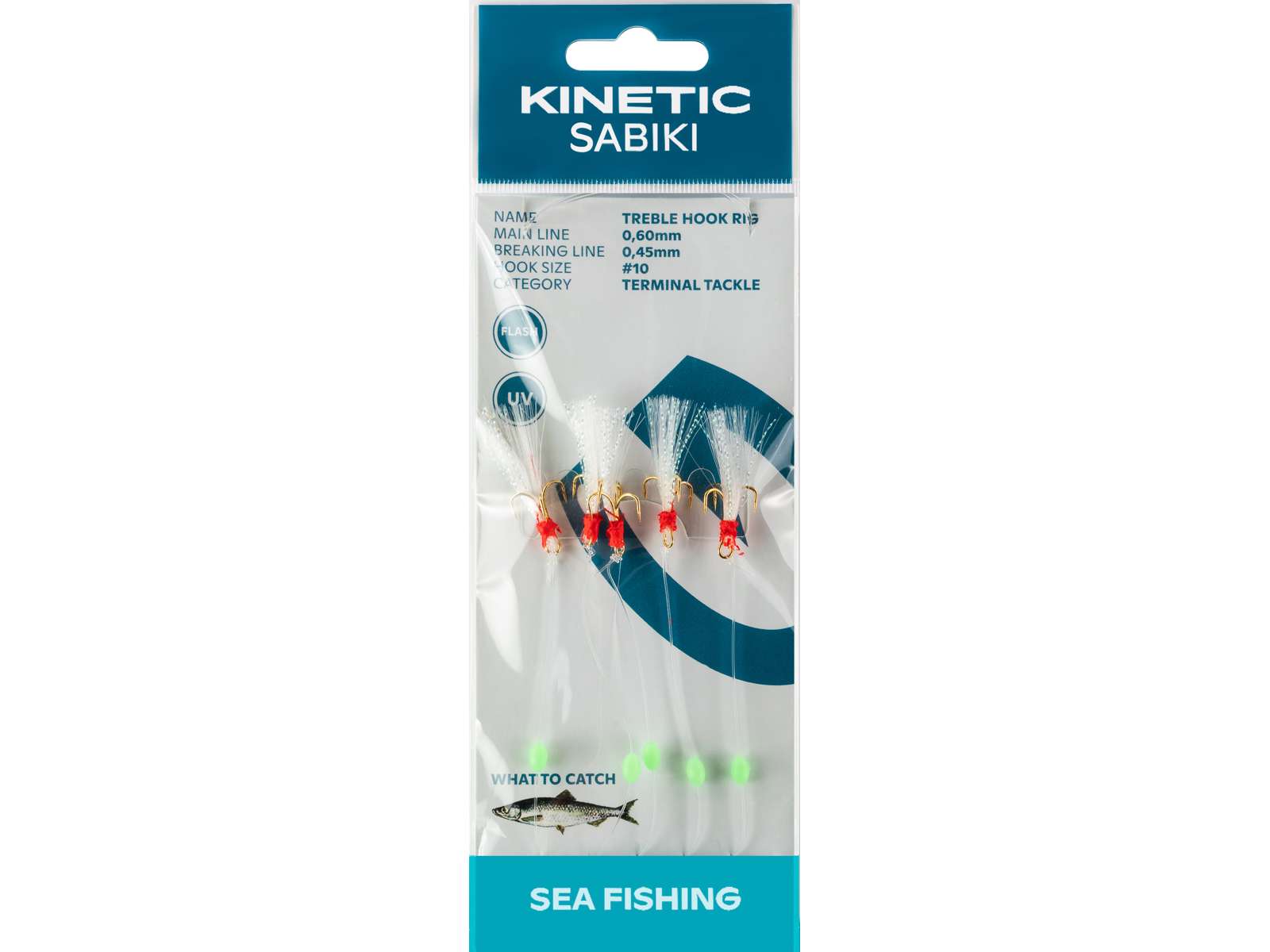 Kinetic Sabiki Treble Hook White Flash #10