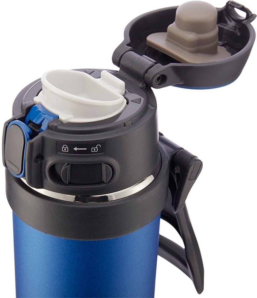Leak-proof flip-open lid of Zojirushi SM-QAF60 Blue mug, easy to drink and clean stainless steel interior