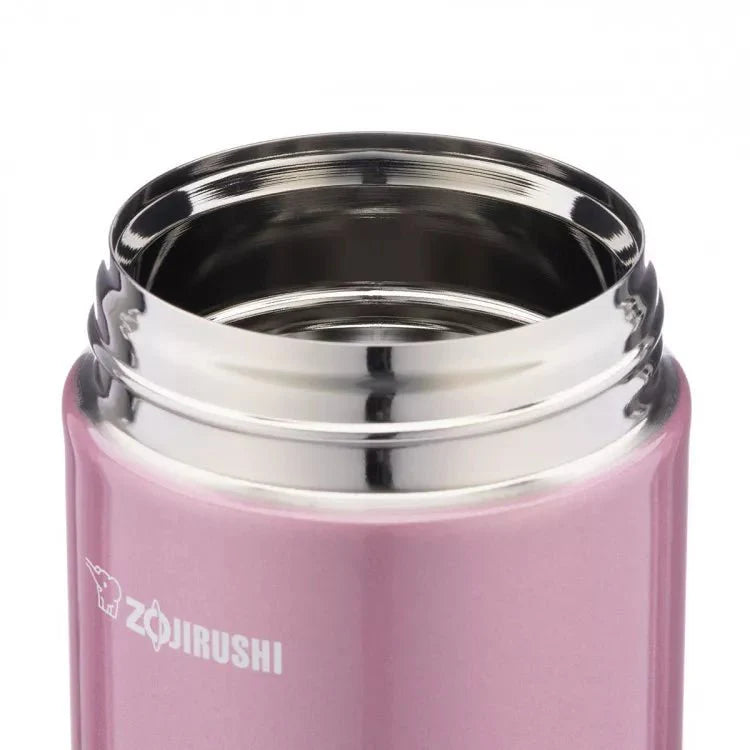 Zojirushi Food Jar pink 500 ml side view with stainless steel interior