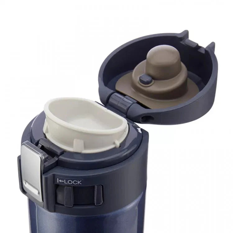 Zojirushi travel mug lid with hygienic flip-top design and leak-proof seal, stainless steel, blue