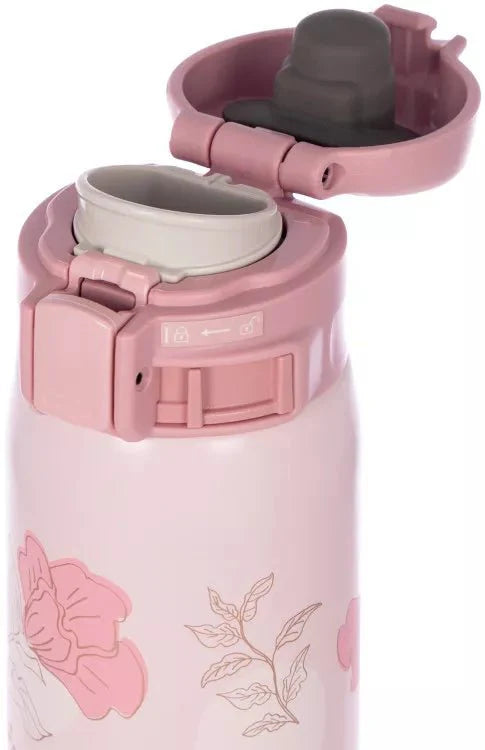 Zojirushi SM-SG48 pink travel mug lid open showing leak proof design