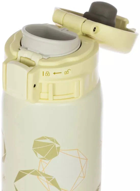 Zojirushi SM-SG48 yellow travel mug open lid showing leak proof structure